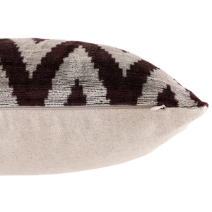 Deep Wine & Silver Chevron Velvet Pillow - 20" x 20"