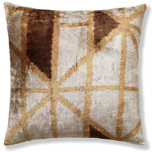 The Artisan Geometric Silk Velvet Pillow - Bronze & Gold 20x20 in
