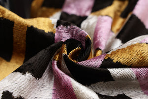 Hand-Knotted Geometric Silk Velvet Lumbar - 16x24 Gold & Lavender