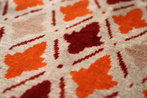 Handwoven Ikat Silk Velvet Throw Pillow 20x20 – Terracotta Rust & Ivory