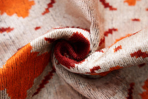 Handwoven Ikat Silk Velvet Throw Pillow 20x20 – Terracotta Rust & Ivory