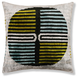 Handmade Geometric Silk Velvet Lumbar Pillow 20x20 Inch