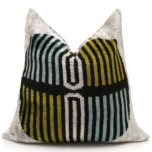 Handmade Geometric Silk Velvet Lumbar Pillow 20x20 Inch
