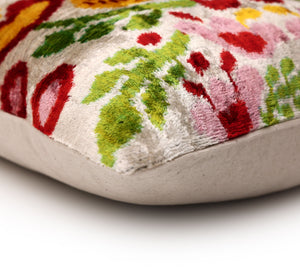 Luxury Floral Silk Velvet Lumbar Pillow 16x24 | Handmade & Vegetable Dyed