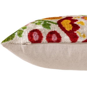 Luxury Floral Silk Velvet Lumbar Pillow 16x24 | Handmade & Vegetable Dyed