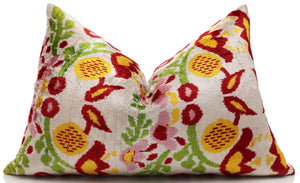 Luxury Floral Silk Velvet Lumbar Pillow 16x24 | Handmade & Vegetable Dyed