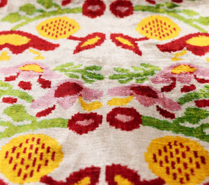 Luxury Floral Silk Velvet Lumbar Pillow 16x24 | Handmade & Vegetable Dyed