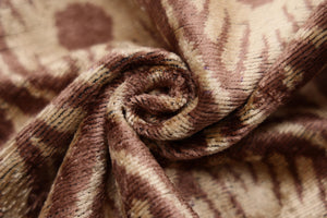 Hand-Knotted Terracotta Rose Silk Velvet Pillow - 20x20 Ikat Ogee
