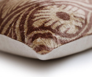 Hand-Knotted Terracotta Rose Silk Velvet Pillow - 20x20 Ikat Ogee