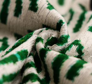 Hand-Knotted Emerald Green Geometric Silk Velvet Pillow - 20x20 Ikat