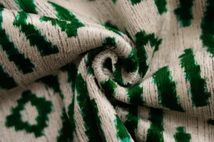 Hand-Knotted Emerald Green Geometric Silk Velvet Pillow - 20x20 Ikat