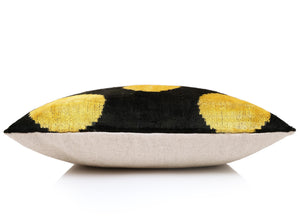 Luxury Black & Gold Silk Velvet Pillow 20x20 Inch | Handmade