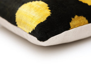 Luxury Black & Gold Silk Velvet Pillow 20x20 Inch | Handmade