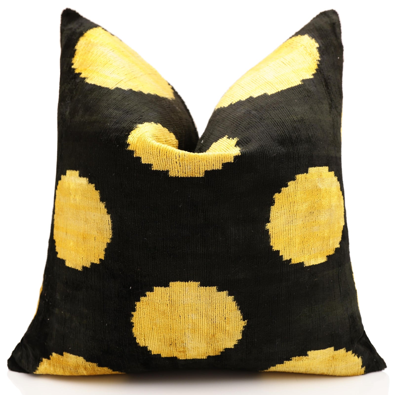 Luxury Black & Gold Silk Velvet Pillow 20x20 Inch | Handmade