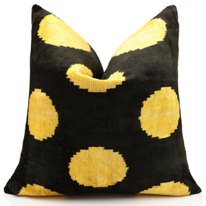 Luxury Black & Gold Silk Velvet Pillow 20x20 Inch | Handmade