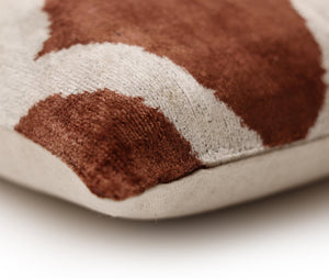 Handmade Brown Silk Velvet Pillow 20x20 – Geometric Modern Designer Cushion