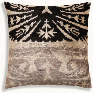 Hand-Knotted Split-Tone Silk Velvet Pillow - 20x20 Black & Silver