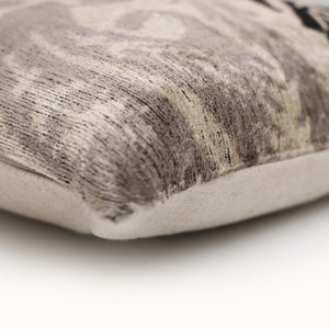 Hand-Knotted Split-Tone Silk Velvet Pillow - 20x20 Black & Silver