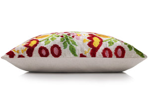 Luxury Floral Silk Velvet Lumbar Pillow 16x24 | Handmade & Vegetable Dyed