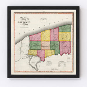 Vintage Map of Niagara County, New York 1840