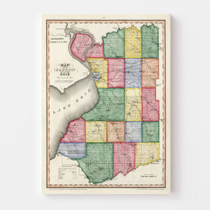 Vintage Map of Erie County, New York 1839