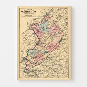 Vintage Map of Warren County, New Jersey 1872
