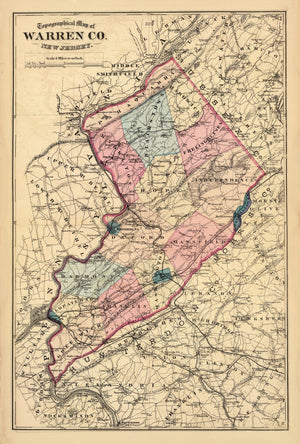 Vintage Map of Warren County, New Jersey 1872