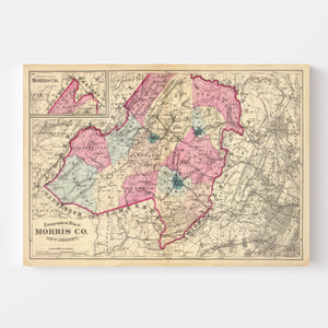Vintage Map of Morris County, New Jersey 1872