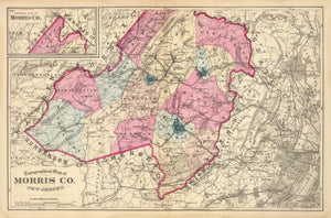 Vintage Map of Morris County, New Jersey 1872