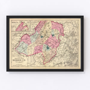 Vintage Map of Morris County, New Jersey 1872