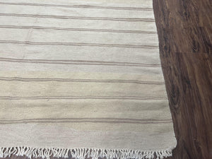New Turkish Kilim Rug 5x8 Flatweave Carpet, Bohemian Rug, Contemporary Rug, Hand Woven, Wool Area Rug, Gray and Taupe, Striped Pattern