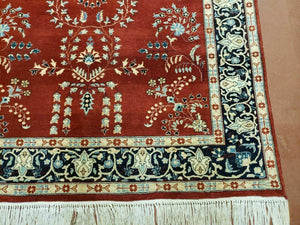 4' X 6' Vintage Handmade Pakistani Rug Highly Detailed Red