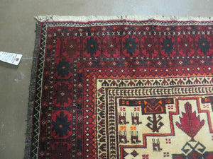 4' X 7' Vintage Handmade Pakistan Turkoman Bokhara Balouch Woven Wool Rug Nice