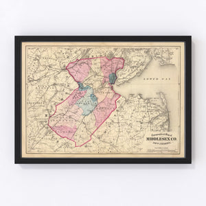 Vintage Map of Middlesex County, New Jersey 1872