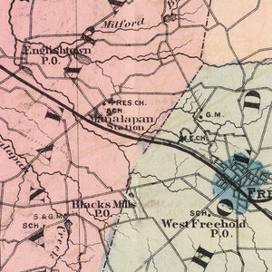Vintage Map of Monmouth County, New Jersey 1872