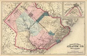 Vintage Map of Atlantic County, New Jersey 1872
