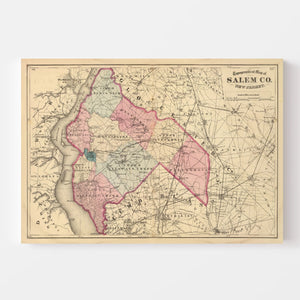 Vintage Map of Salem County, New Jersey 1872