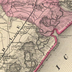 Vintage Map of Cape May County, New Jersey 1872