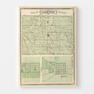 Vintage Map of Lagrange County, Indiana 1876