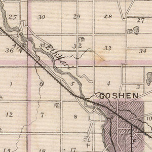 Vintage Map of Elkhart County, Indiana 1876