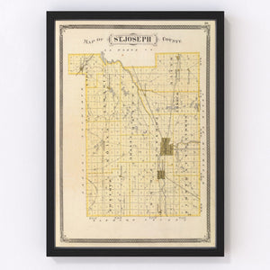 Vintage Map of St. Joseph County, Indiana 1876