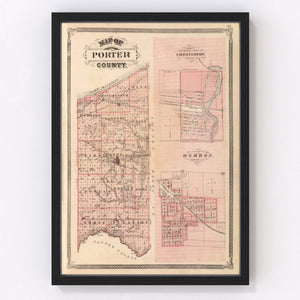 Vintage Map of Porter County, Indiana 1876
