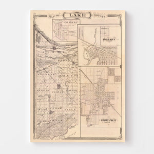 Vintage Map of Lake County, Indiana 1876