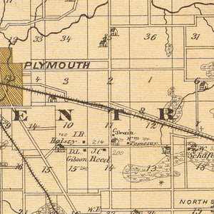 Vintage Map of Marshall County, Indiana 1876