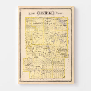 Vintage Map of Kosciusko County, Indiana 1876