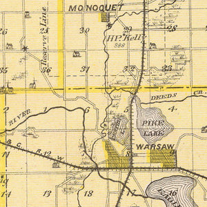 Vintage Map of Kosciusko County, Indiana 1876