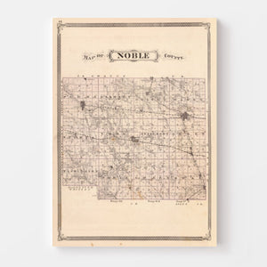 Vintage Map of Noble County, Indiana 1876