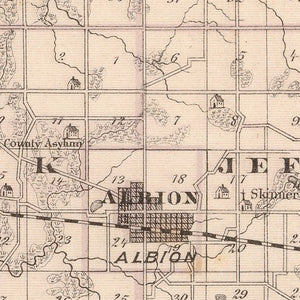 Vintage Map of Noble County, Indiana 1876