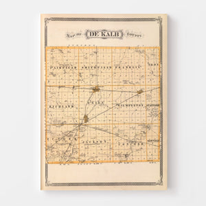 Vintage Map of Dekalb County, Indiana 1876