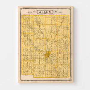 Vintage Map of Allen County, Indiana 1876